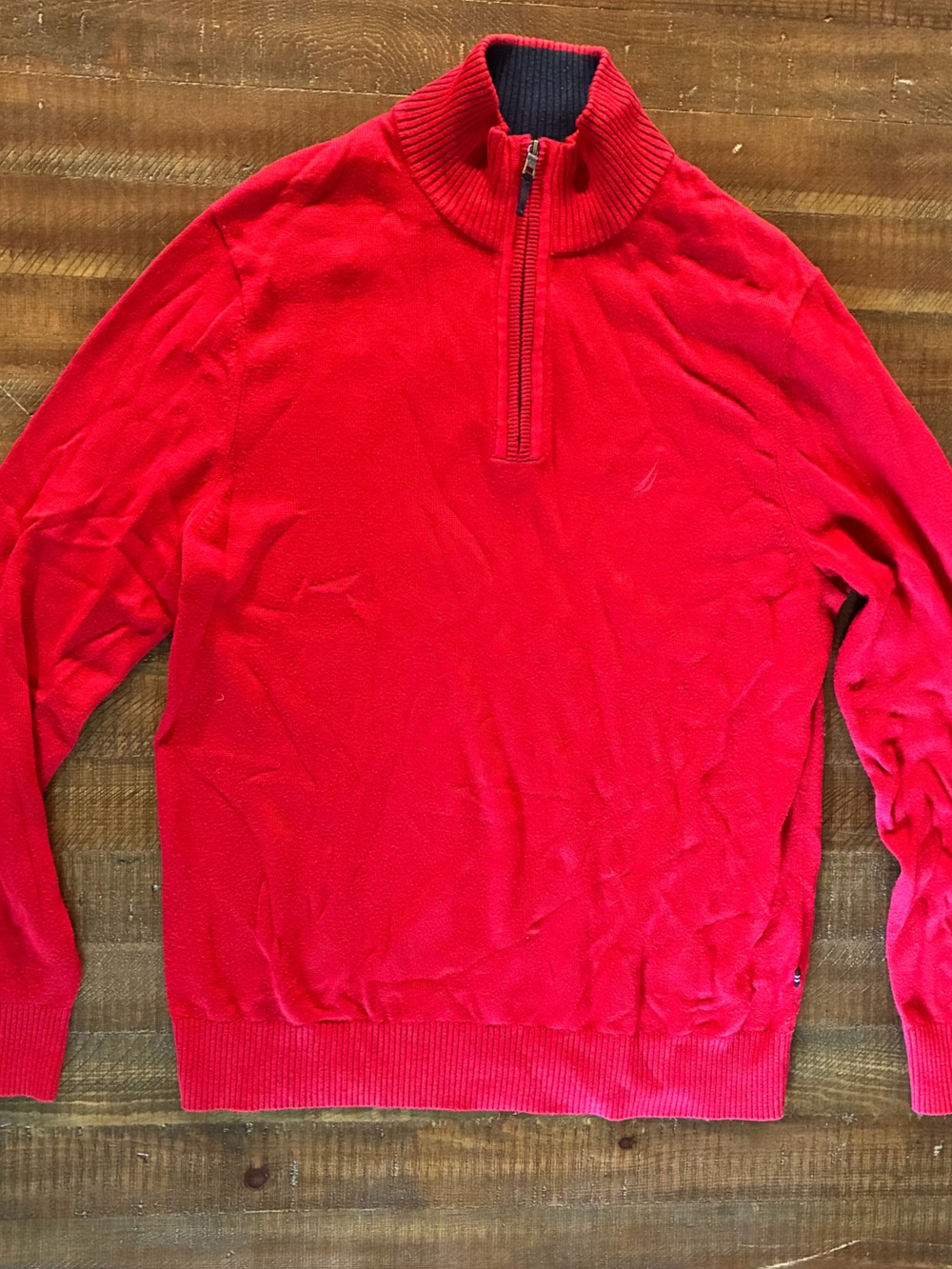 Men’s Nautica Red Quarter-Zip Turtleneck Sweater